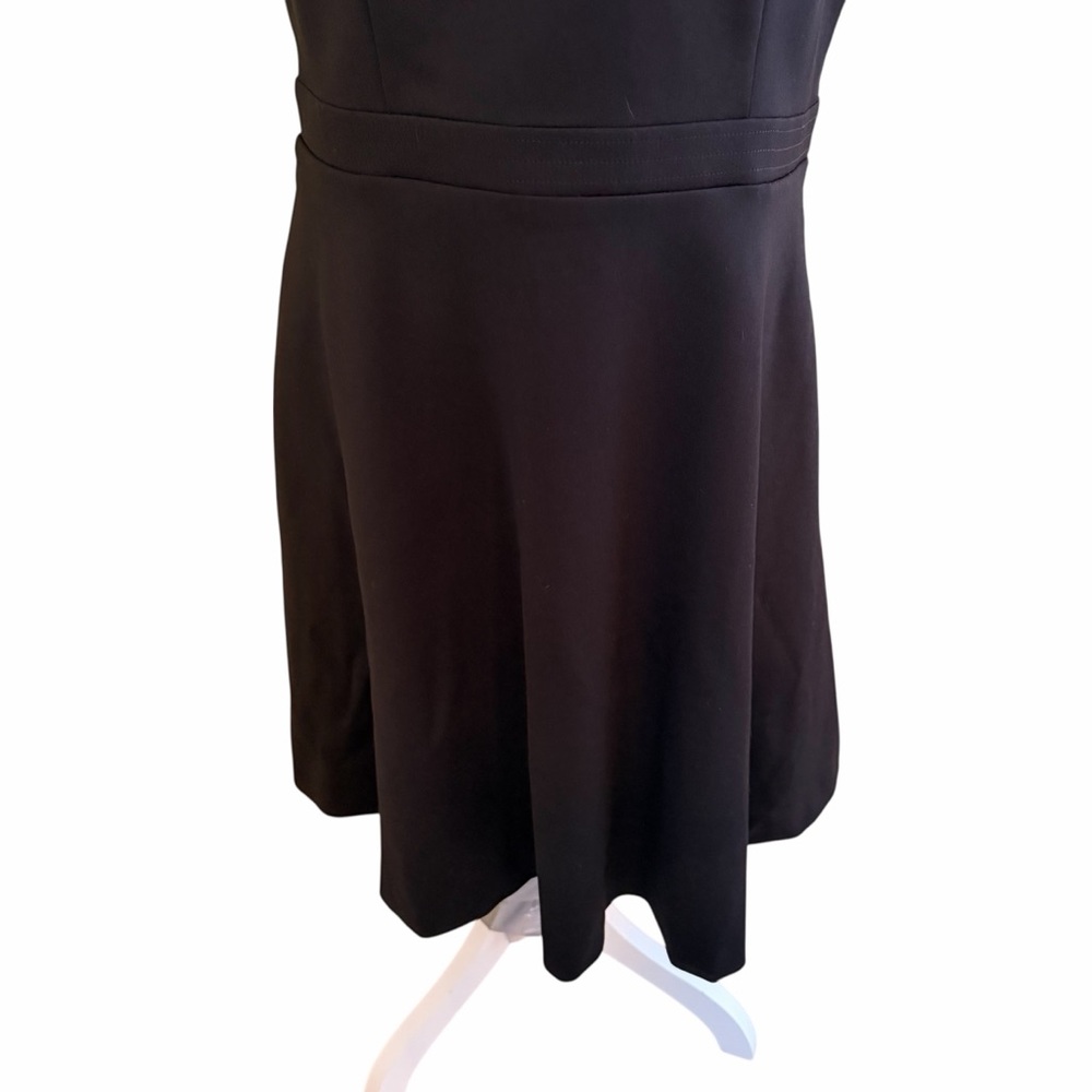 White House Black Market Black Ponte Sleeveless Aline Dress /Gold Button Trim - Picture 6 of 11